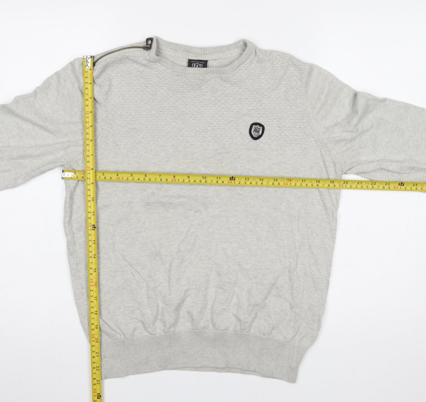 883 Police Men's Grey Cotton Crew Neck Pullover Jumper Medium