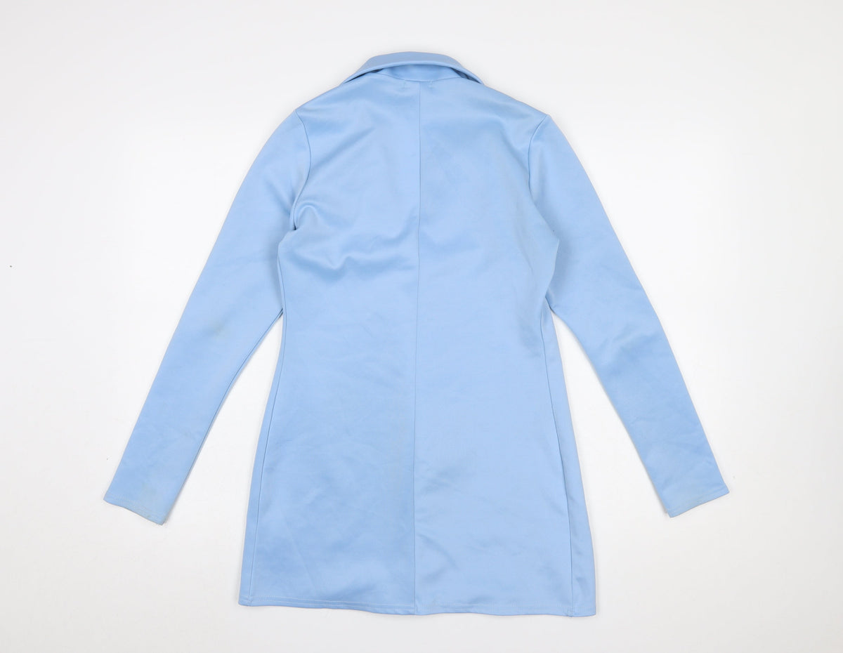 PrettyLittleThing Women Blue Longline Blazer Jacket Size 8