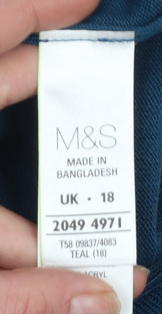 Marks and Spencer Women's Blue Beaded Short Sleeve Pullover Jumper Size 18