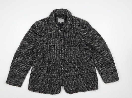 Marks and Spencer Per Una Women Grey Wool Blend Tweed Blazer Jacket Size 18