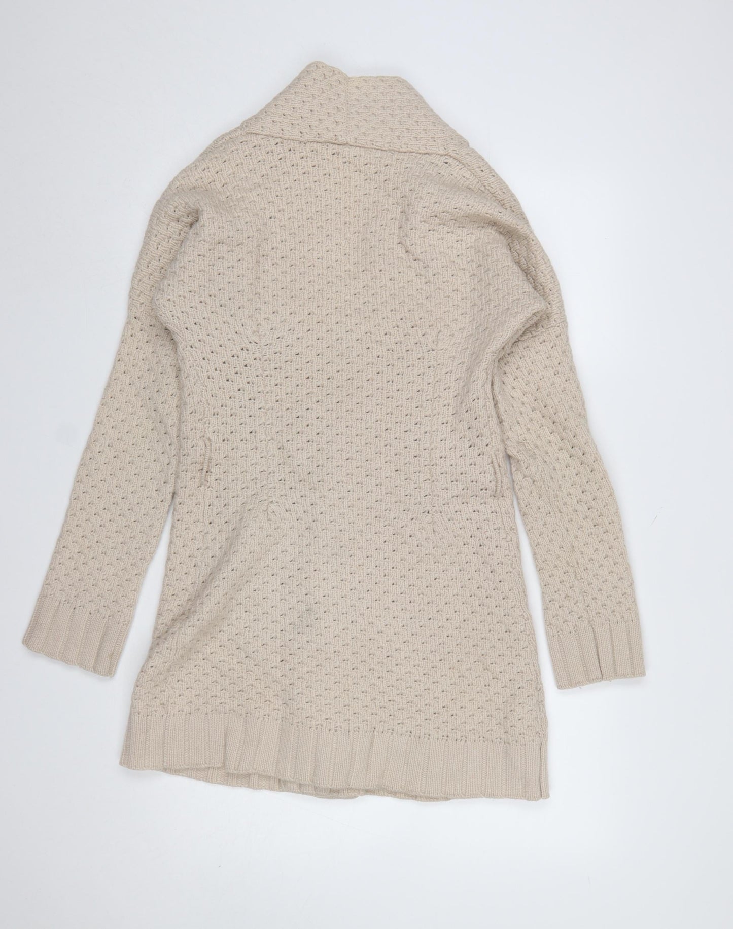 GAP Women Beige Wool Blend Open Cardigan Medium Long Sleeve Knit Jumper