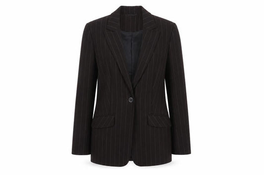 Principles Petite Brown Pinstripe Blazer Womens Size 6 Single Breasted