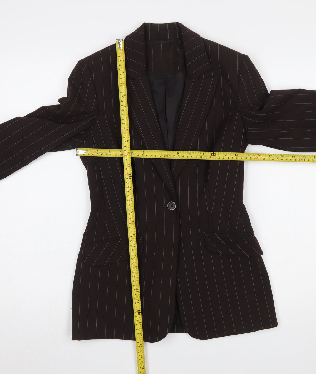 Principles Petite Brown Pinstripe Blazer Womens Size 6 Single Breasted