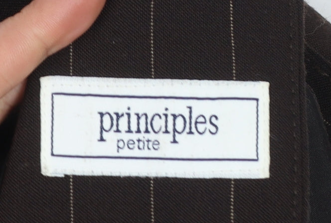 Principles Petite Brown Pinstripe Blazer Womens Size 6 Single Breasted