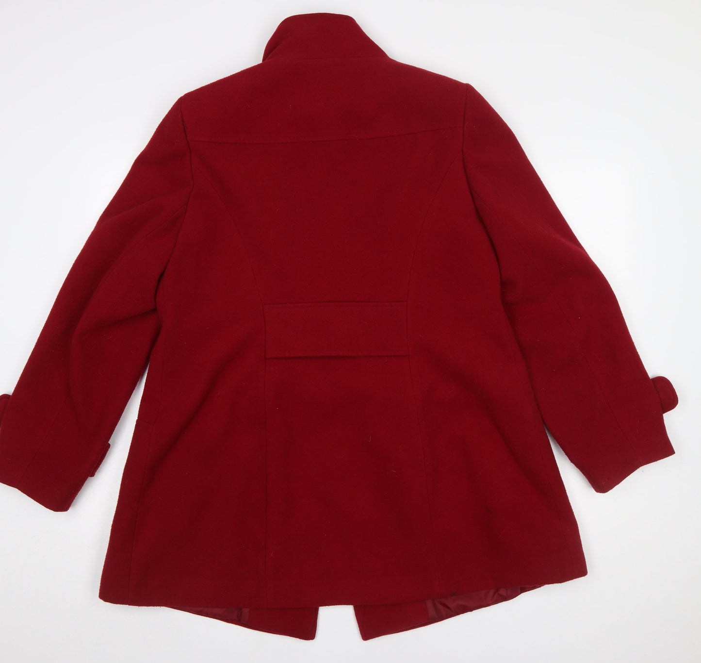 Evans Women Red Mid-Length Coat Wool-Blend Classic Size 16