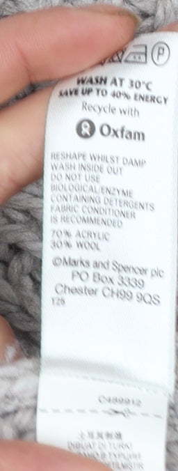 Marks and Spencer Women’s Grey Chunky-Knit Short Sleeve Cardigan UK 14