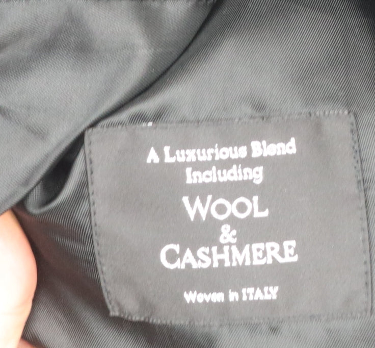 Dehavilland Men's Black Wool Cashmere Overcoat 40S Classic Long Formal