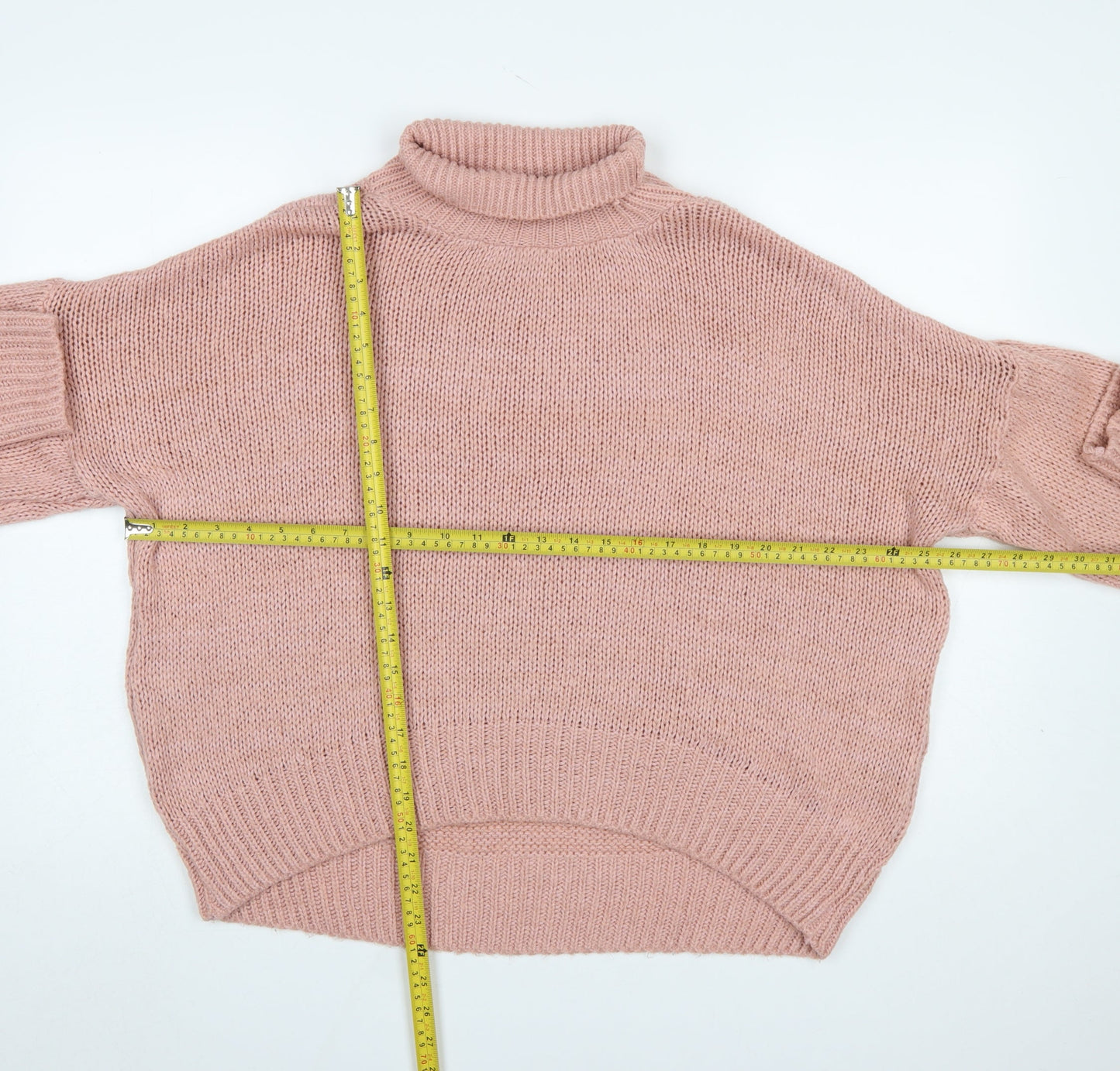 HOT!MESS Women Pink Roll Neck Chunky Knit Pullover Jumper One Size