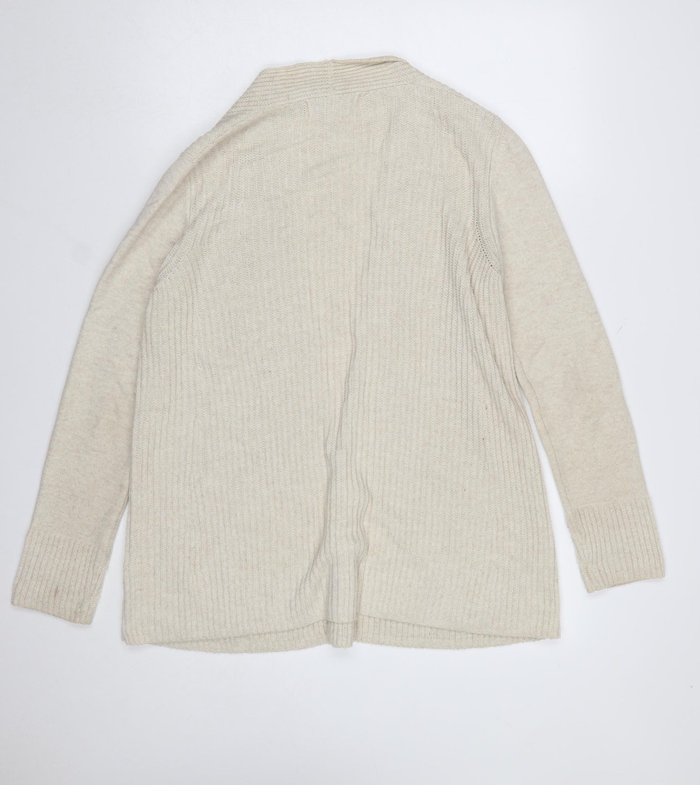 FatFace Women Beige Size 12 Knit Acrylic Cardigan Jumper