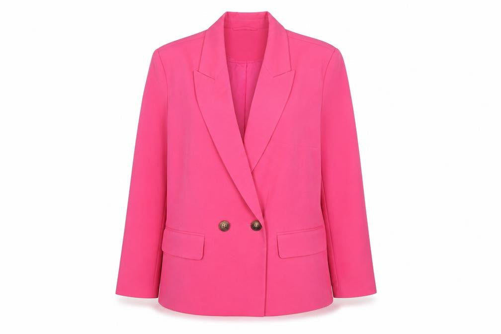 Tu Woman Pink Double-Breasted Blazer Size 14 Regular Fit