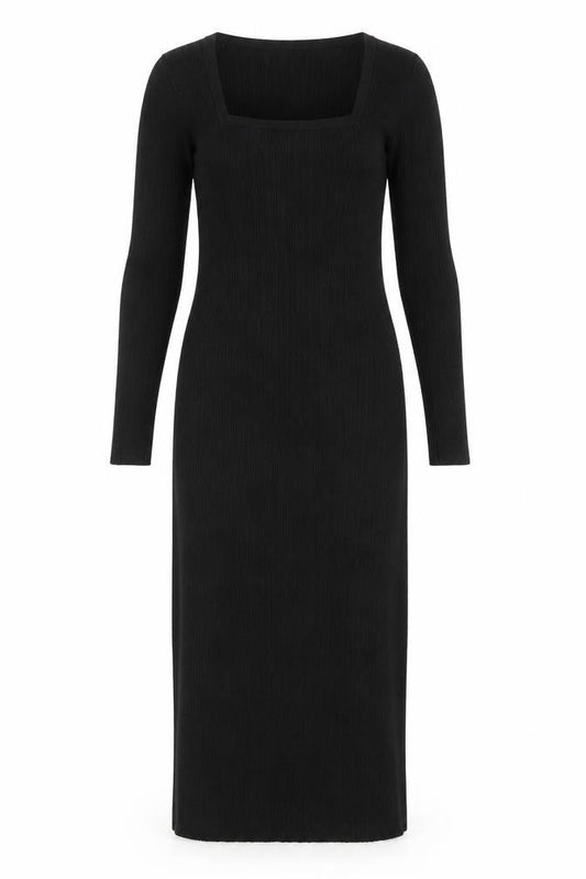 ASOS DESIGN Women Black Size 12 Bodycon Midi Long Sleeve Dress