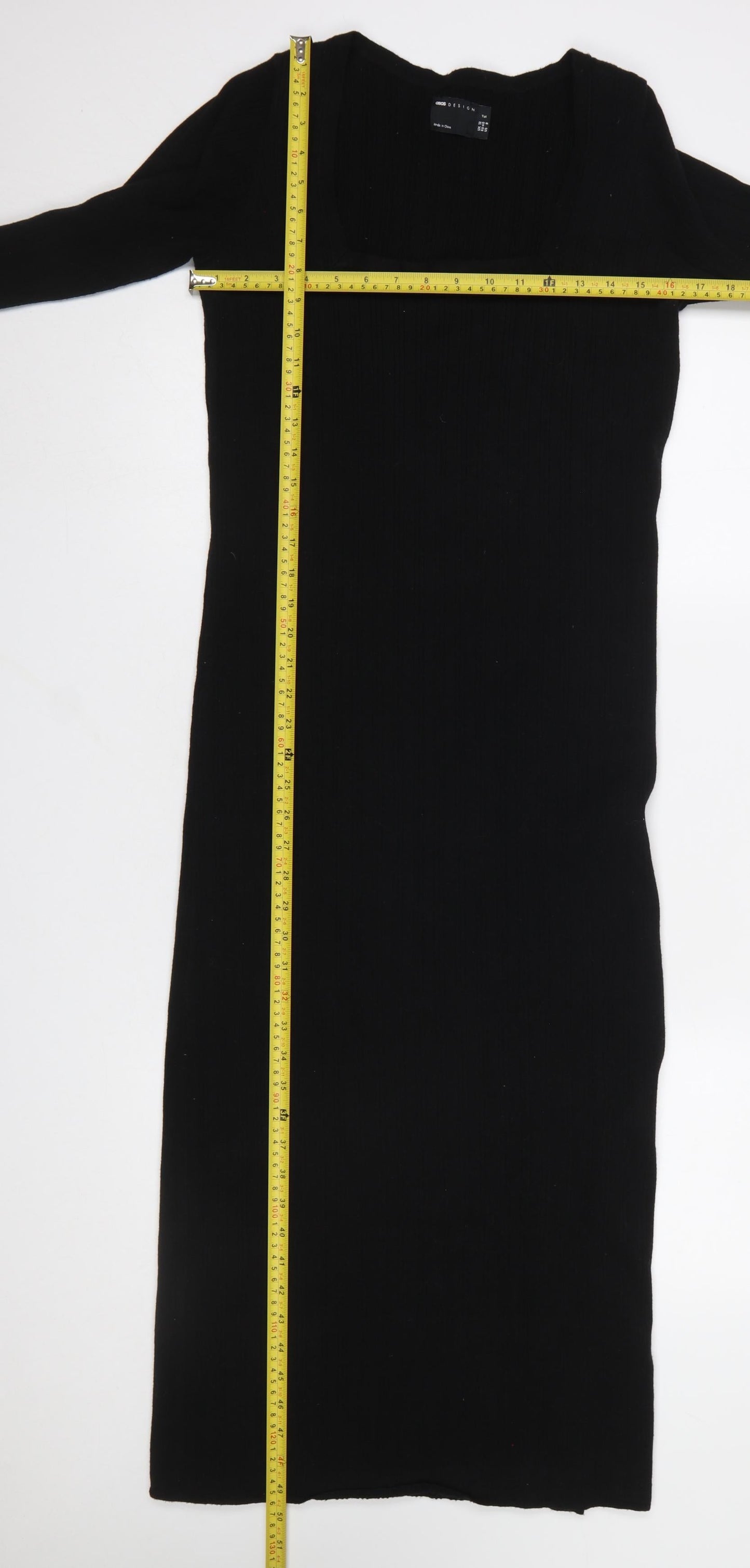 ASOS DESIGN Women Black Size 12 Bodycon Midi Long Sleeve Dress
