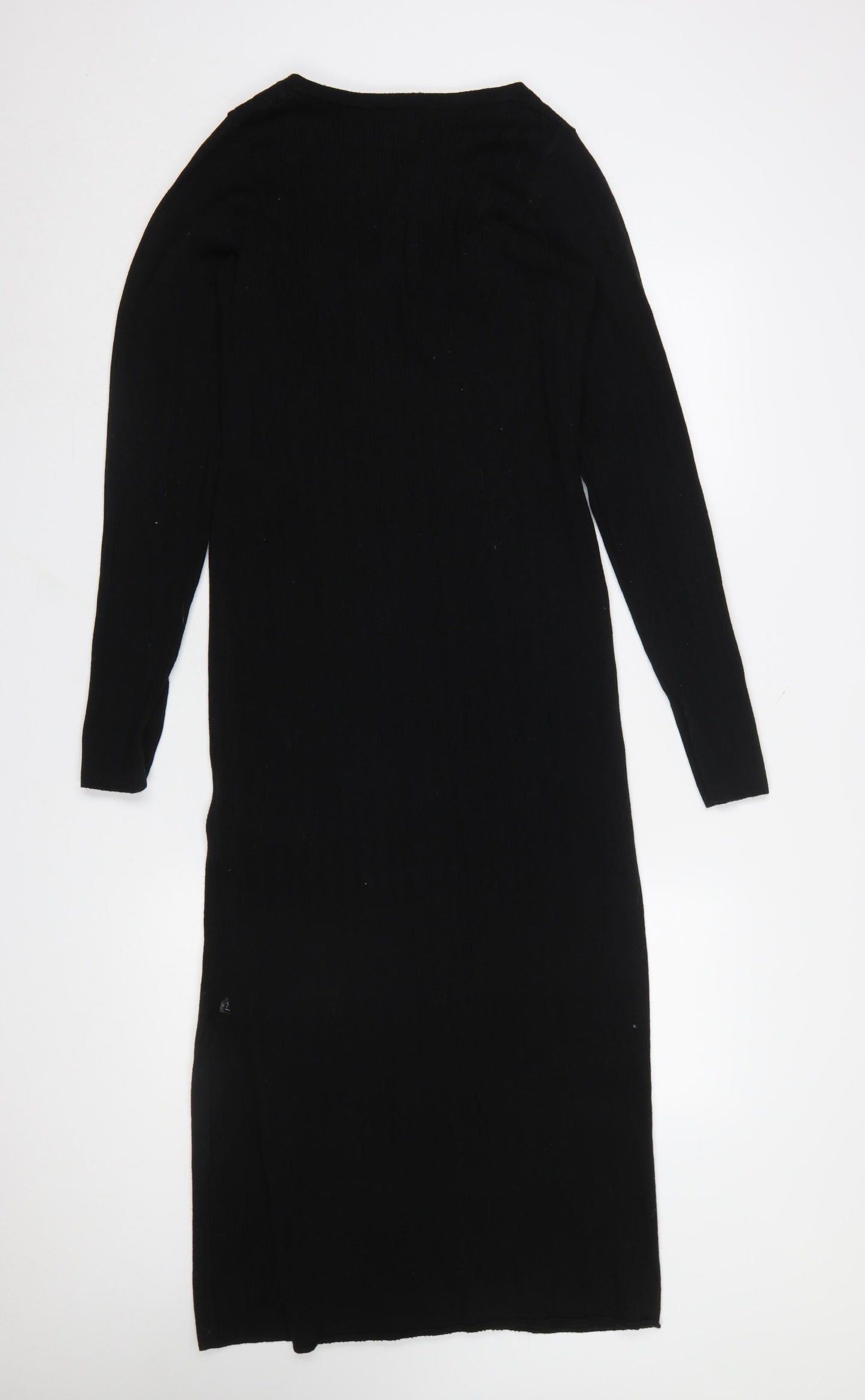 ASOS DESIGN Women Black Size 12 Bodycon Midi Long Sleeve Dress