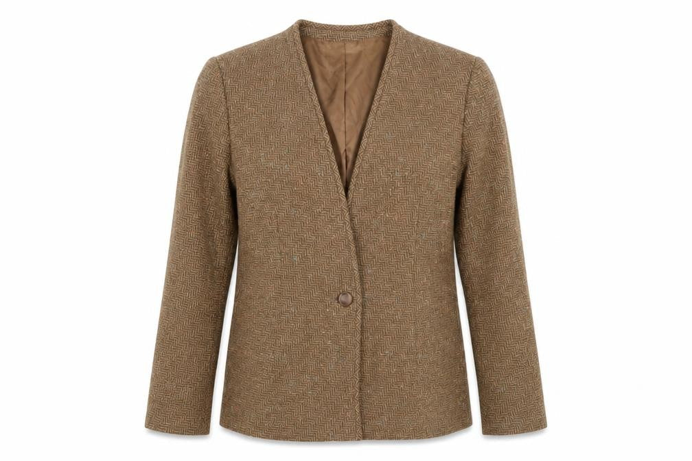Pendleton Women's Brown Tweed Wool Blazer Size 12 Petite Vintage