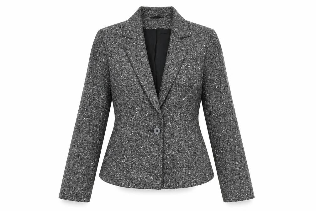 Principles Petite Grey Tweed One Button Blazer Jacket Size 8