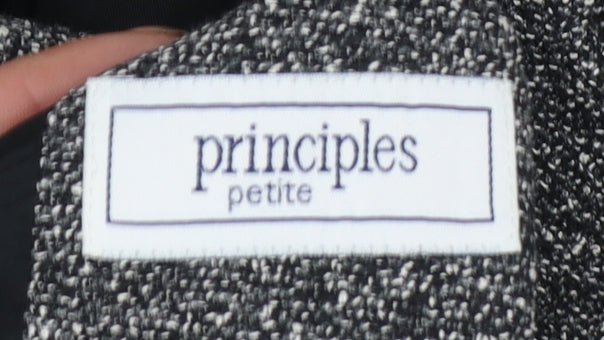 Principles Petite Grey Tweed One Button Blazer Jacket Size 8