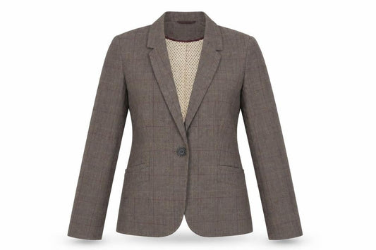 Next Petite Brown Checked Single Breasted Blazer Women's Size 6