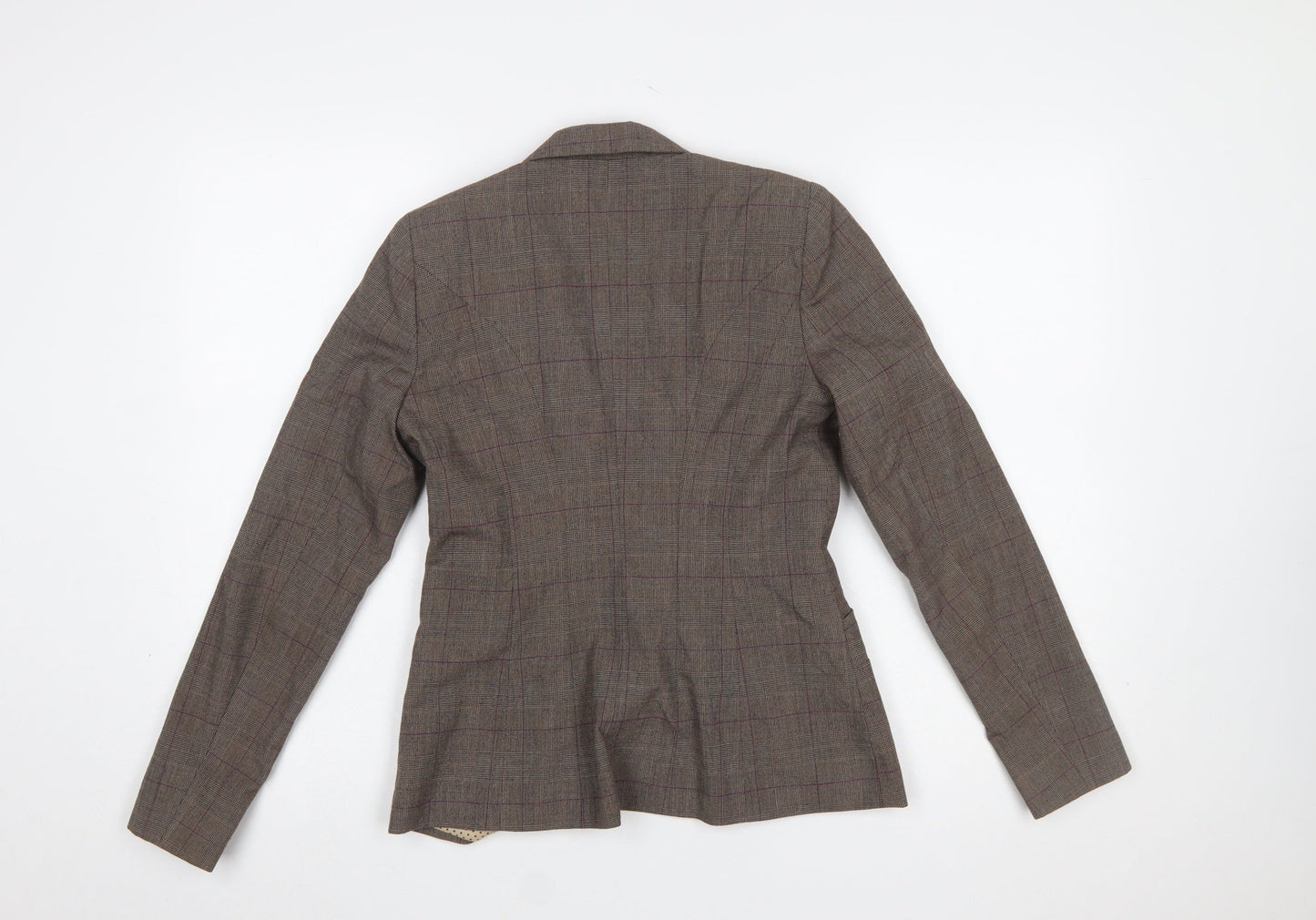 Next Petite Brown Checked Single Breasted Blazer Women's Size 6