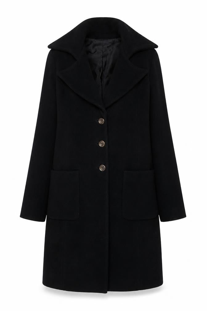 Morgan de Toi Women's Black Wool Long Coat Size 10 Classic Overcoat