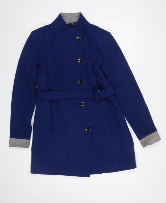 Oner Women's Blue Wool Blend Belted Mid-Length Trench Coat L