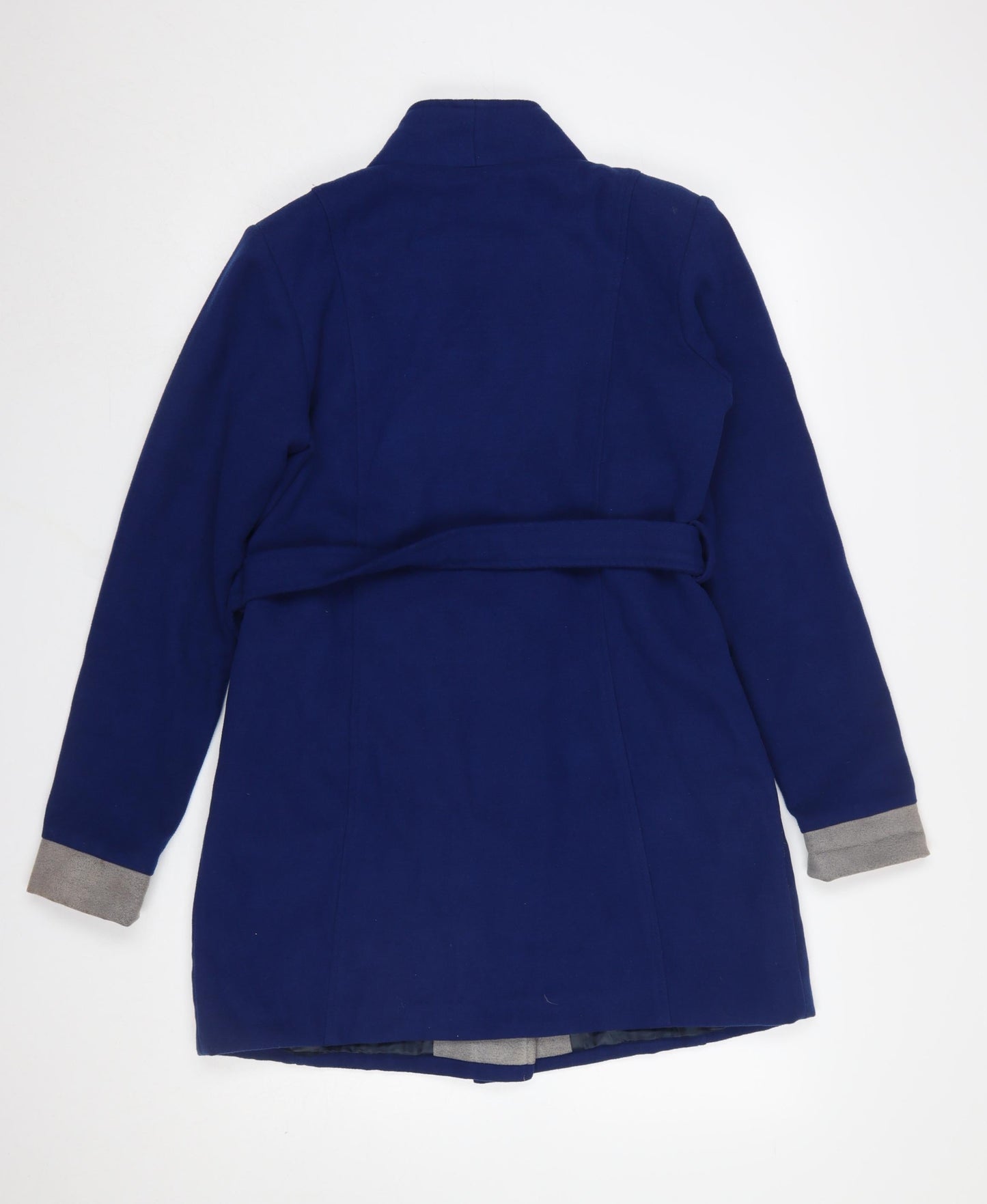 Oner Women's Blue Wool Blend Belted Mid-Length Trench Coat L