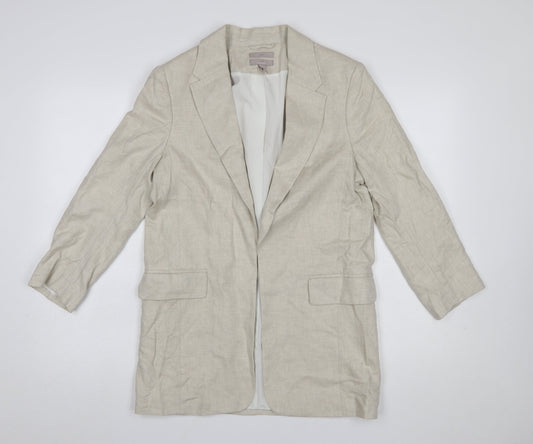 H&M Women's Beige Linen Blend Single-Breasted Blazer XS
