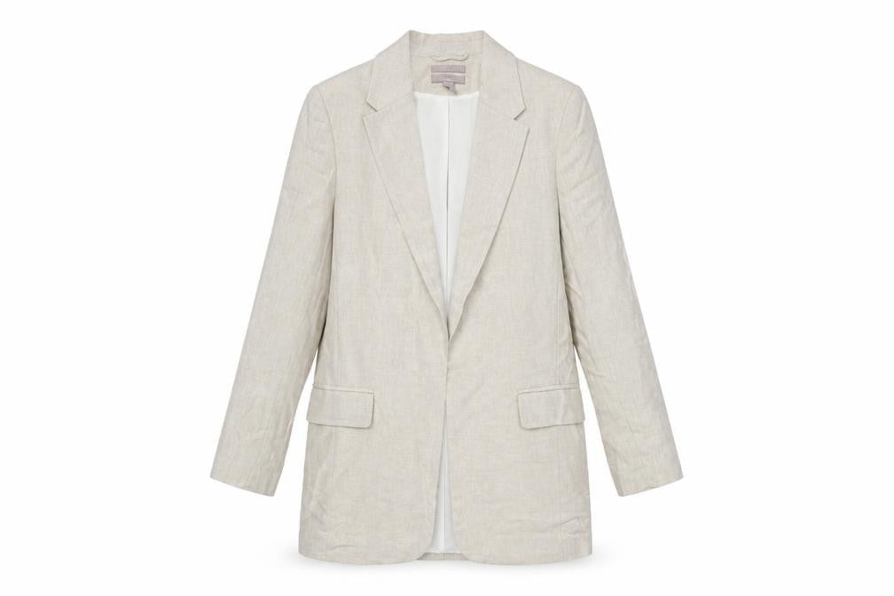 H&M Women's Beige Linen Blend Single-Breasted Blazer XS
