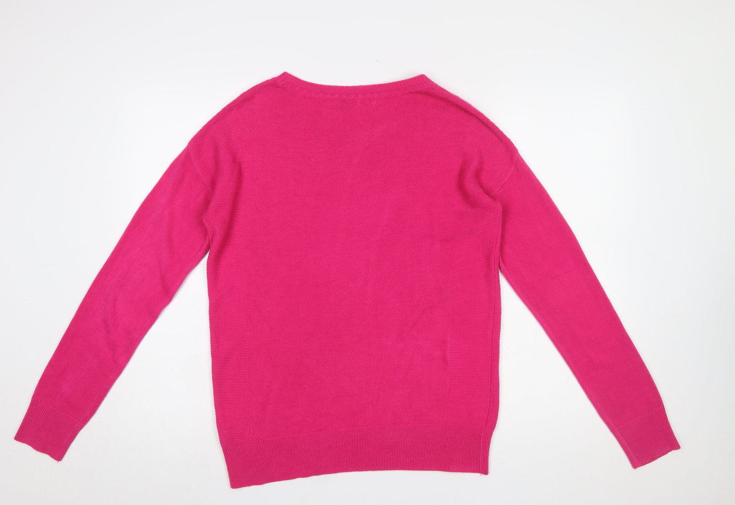 Next Women's Pink Acrylic Crew Neck Long Sleeve Jumper Size 10