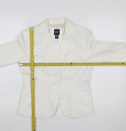 Gap Women Ivory Tailored One-Button Blazer UK 10 Cotton Blend