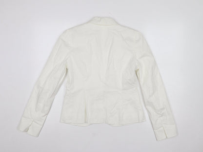 Gap Women Ivory Tailored One-Button Blazer UK 10 Cotton Blend