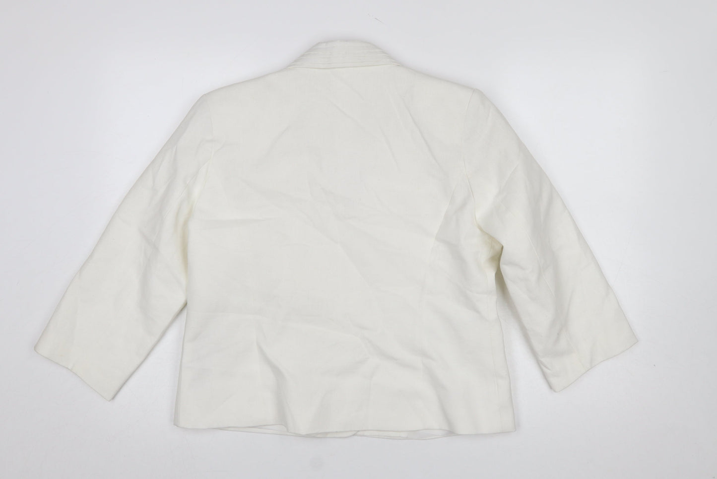 Alice Collins Women Ivory Linen Cotton Blazer Size 16 Single Breasted