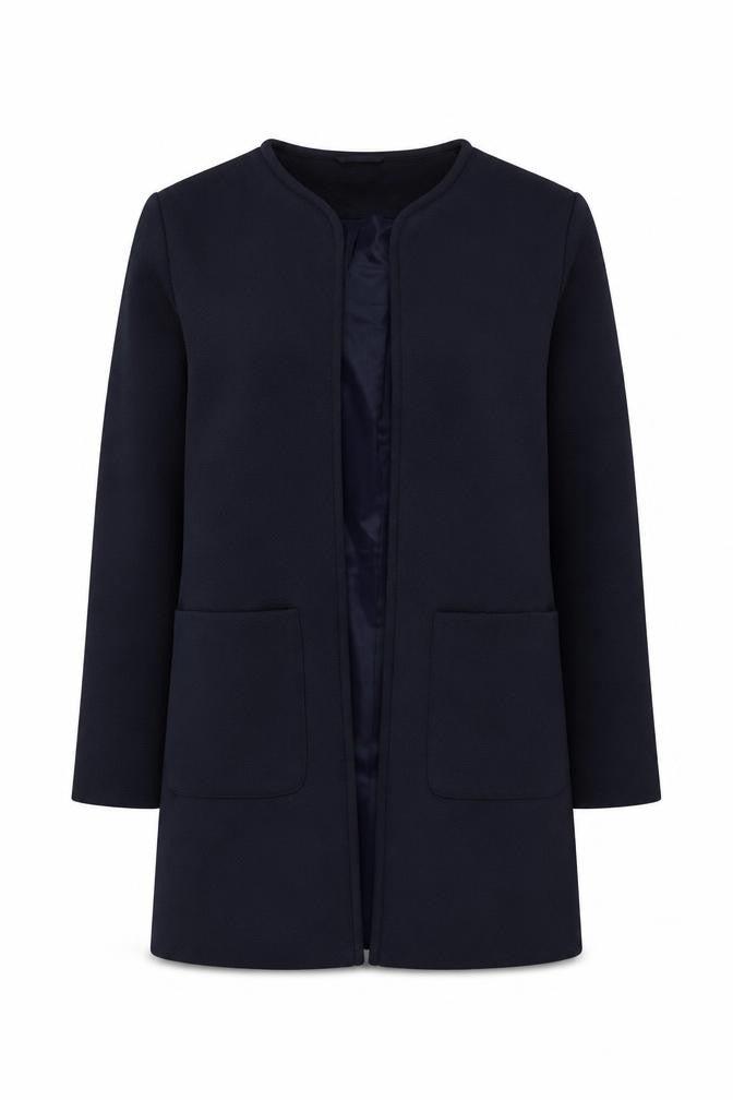 H&M Women Navy Blue Regular Fit Long Sleeve Jacket UK 10