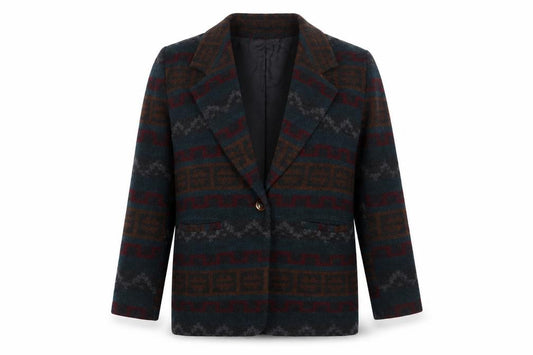 Braetan Womens Multicoloured Wool Blend Geometric Blazer M