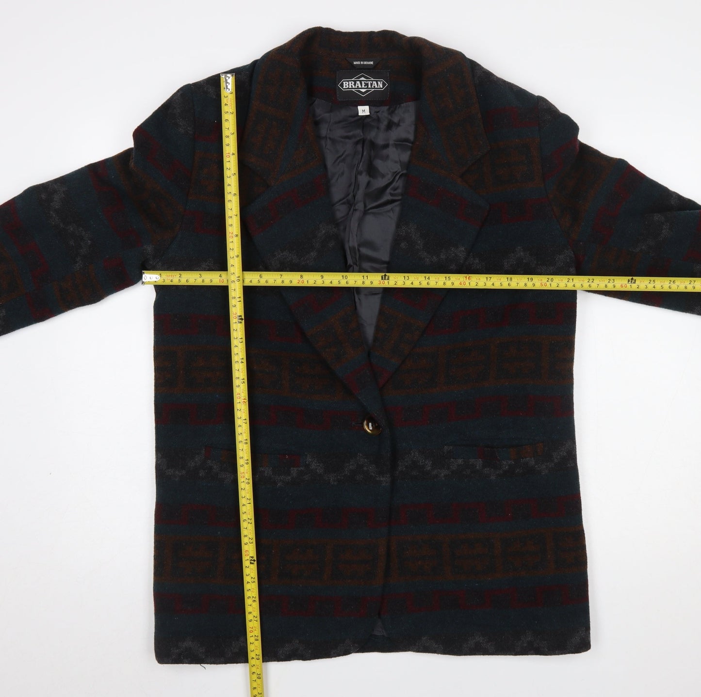 Braetan Womens Multicoloured Wool Blend Geometric Blazer M