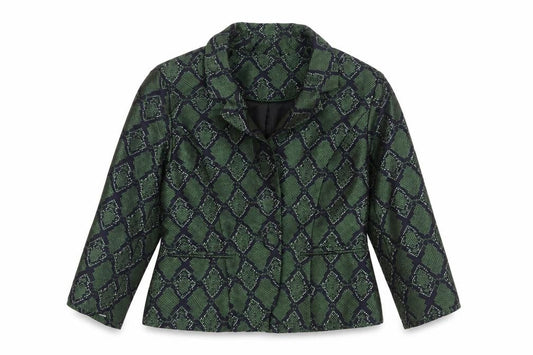 Darling London Green Geometric Jacquard Blazer Women's Size 12