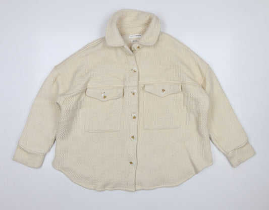 Native Youth Women Beige Cotton Button Jacket Size S
