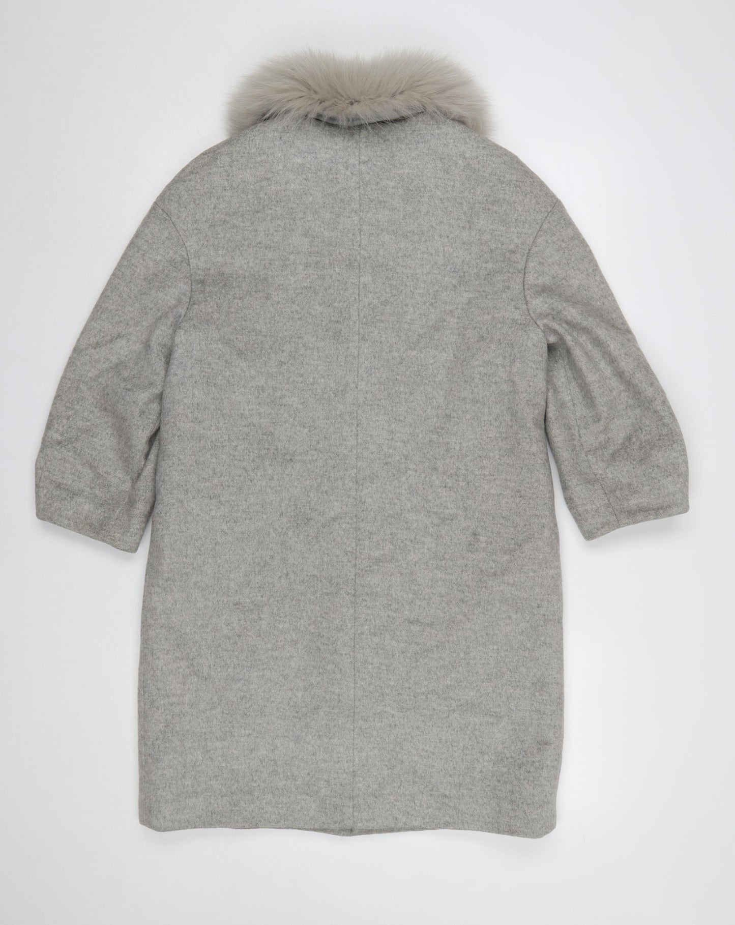OZZO Women’s Grey Wool Fur Collar Long Overcoat Size 8