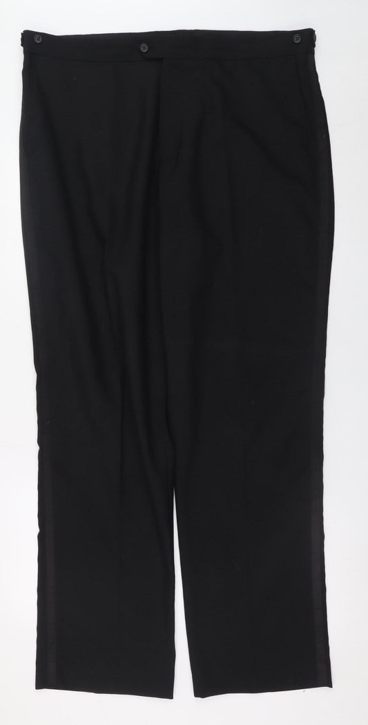 Charlton Gray Men's Black 40R Wool Blend Formal Dress Pants