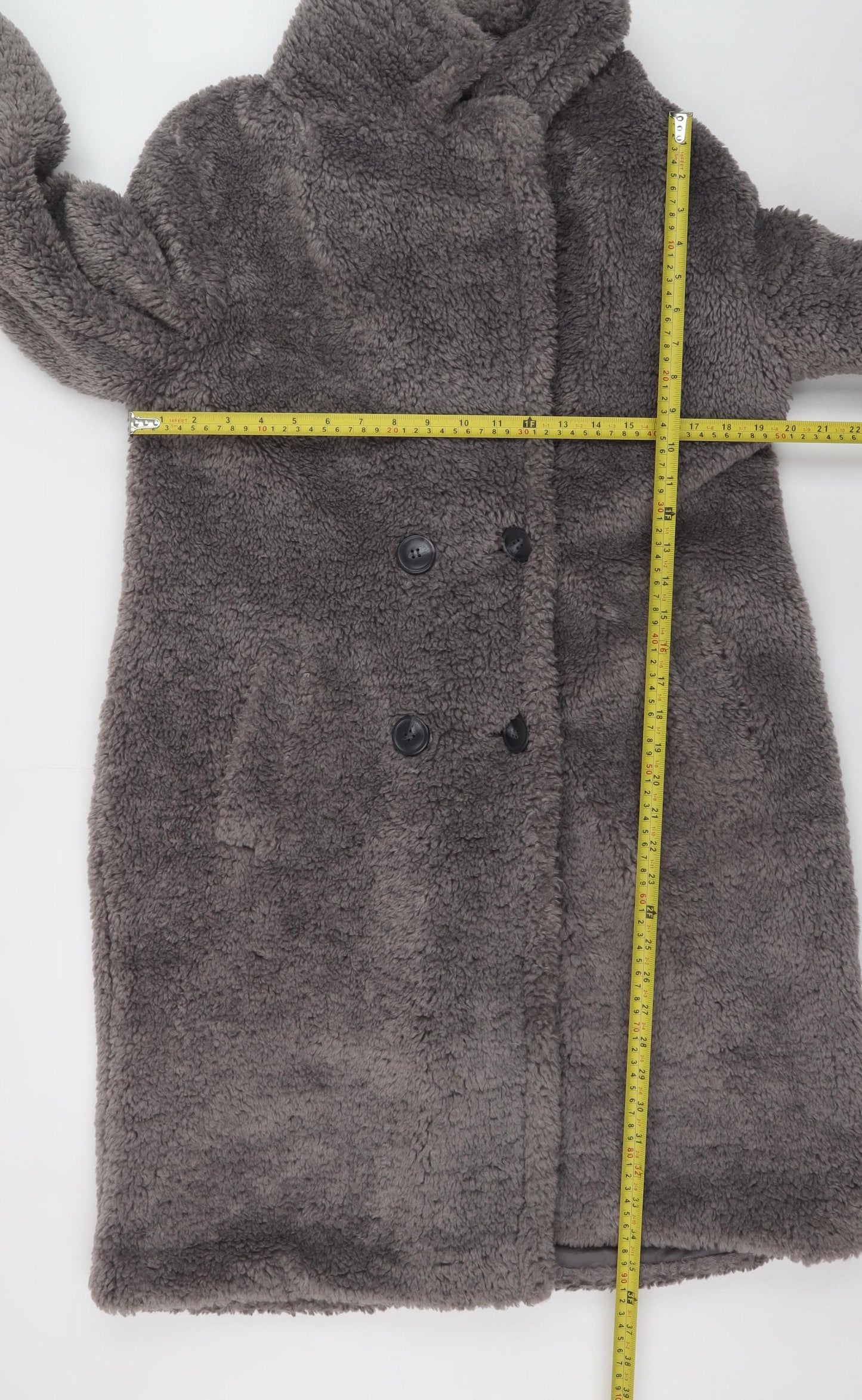 Papaya Womens Grey Long Faux Fur Overcoat Size 10 Winter Warm