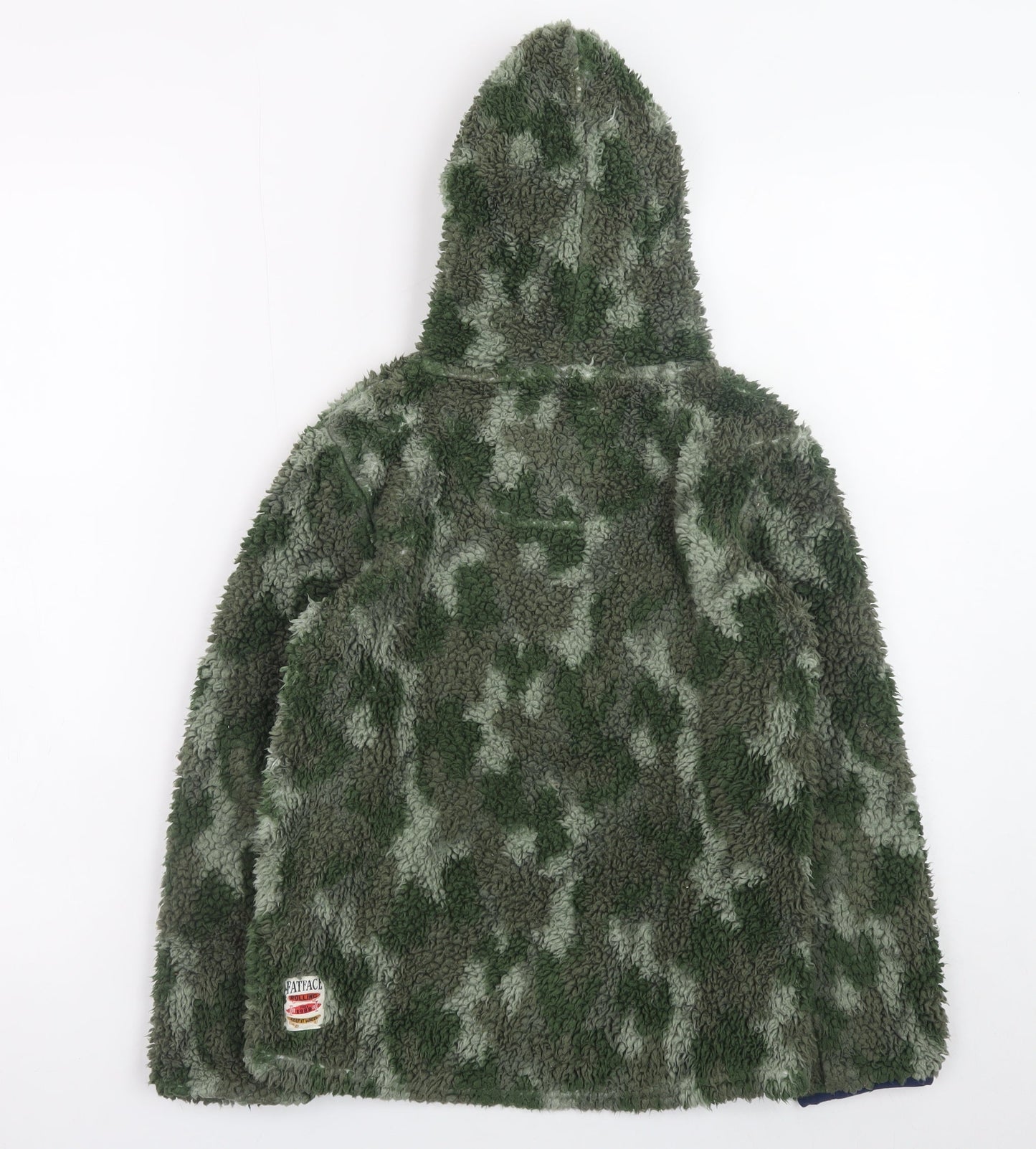 FatFace Boys Green Camouflage Fleece Full Zip Hoodie 8-9 Years