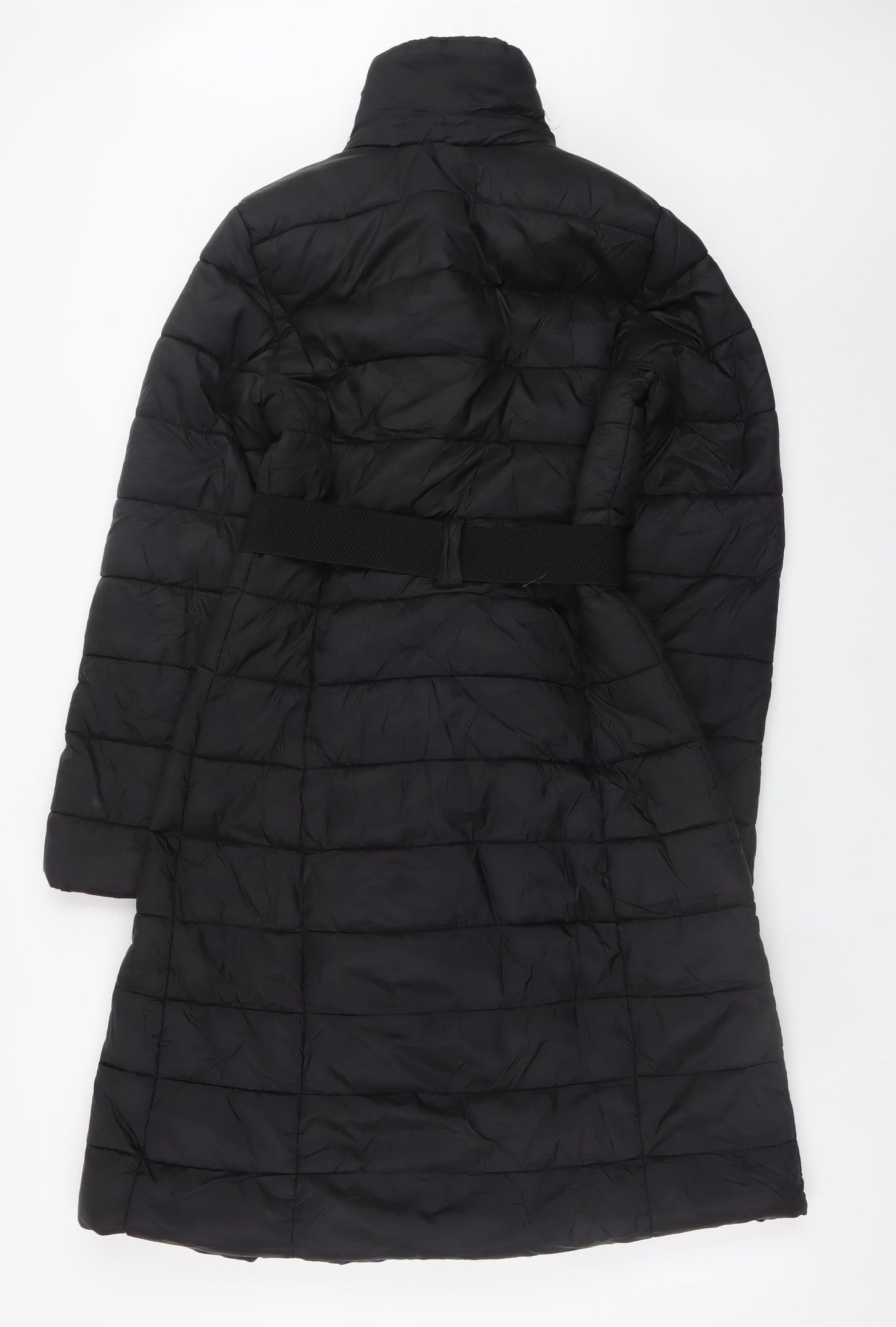 F&F Women's Black Long Belted Puffer Coat Size 6