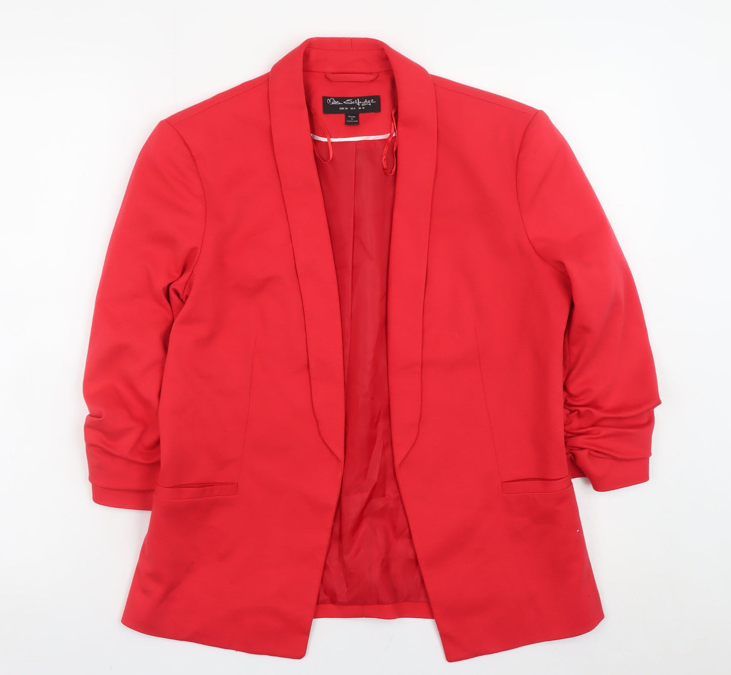 Miss Selfridge Women Red Blazer Jacket UK 10 Regular Fit Mid-Length