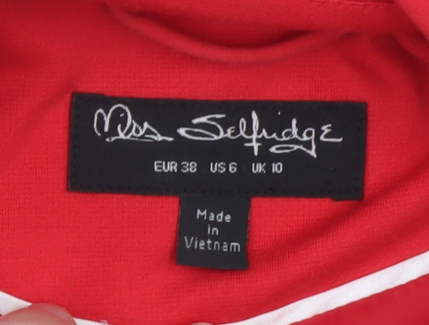 Miss Selfridge Women Red Blazer Jacket UK 10 Regular Fit Mid-Length