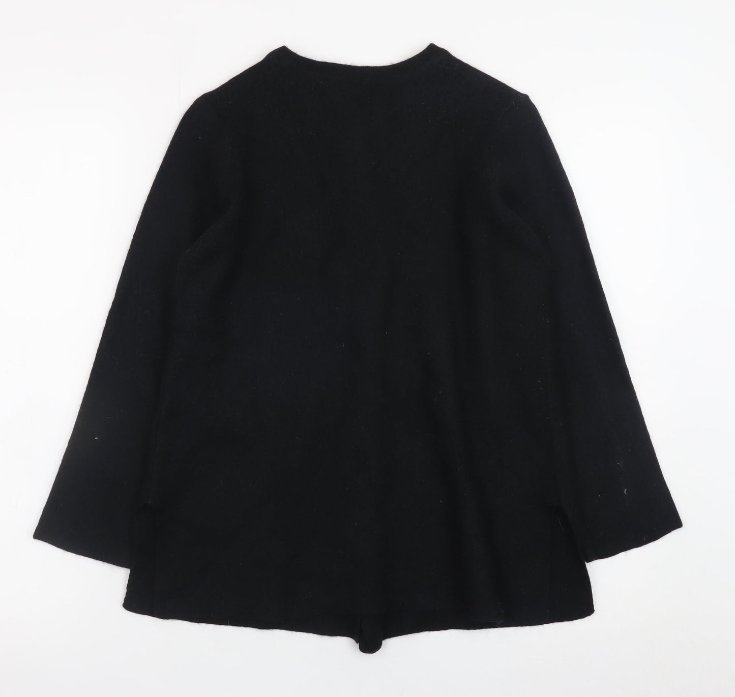 Marks and Spencer Women’s Black Wool Collarless Mid-Length Coat Size 12