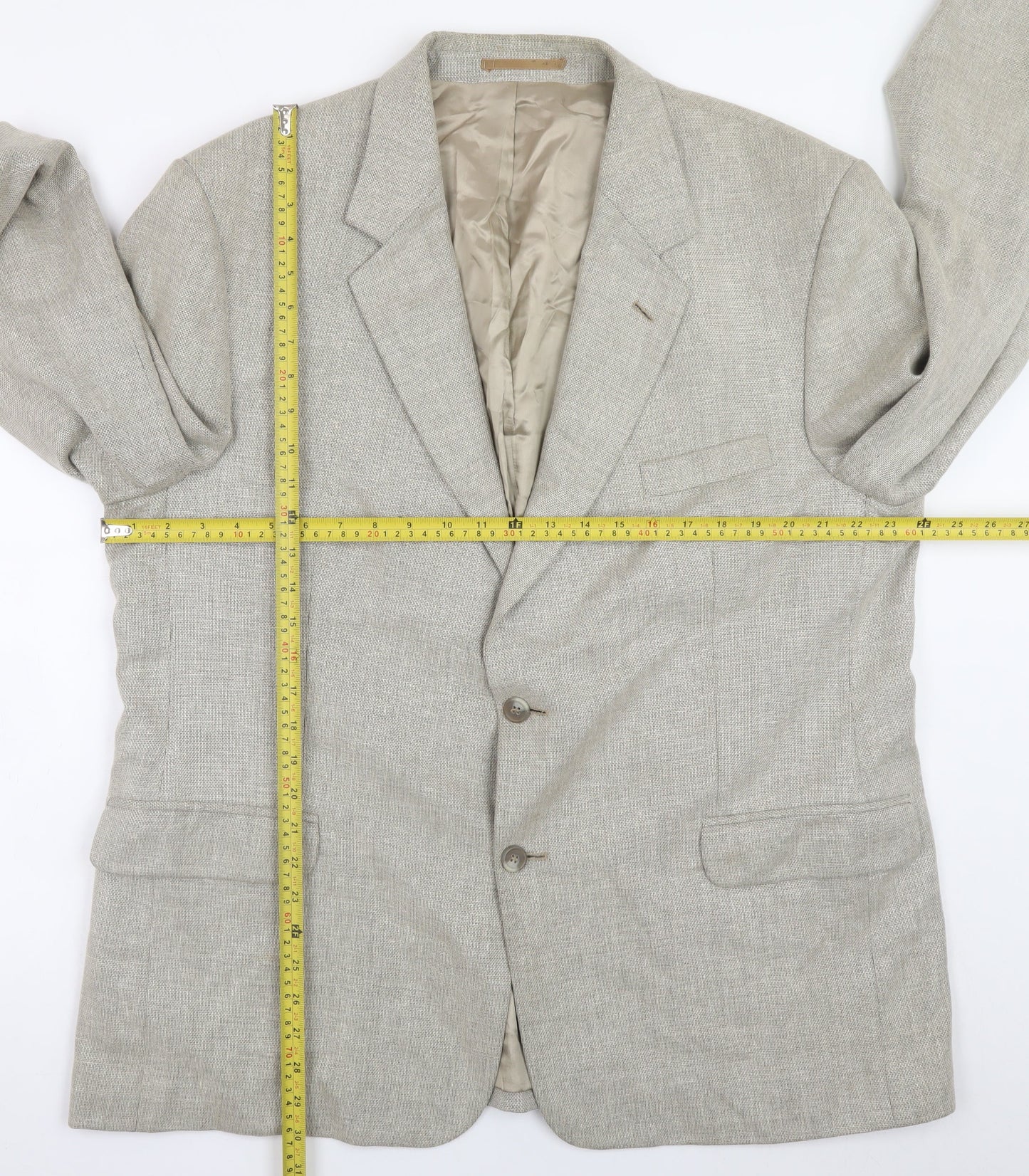 Brook Taverner Womens Beige Wool Blend Blazer Jacket Size 16 Classic Fit