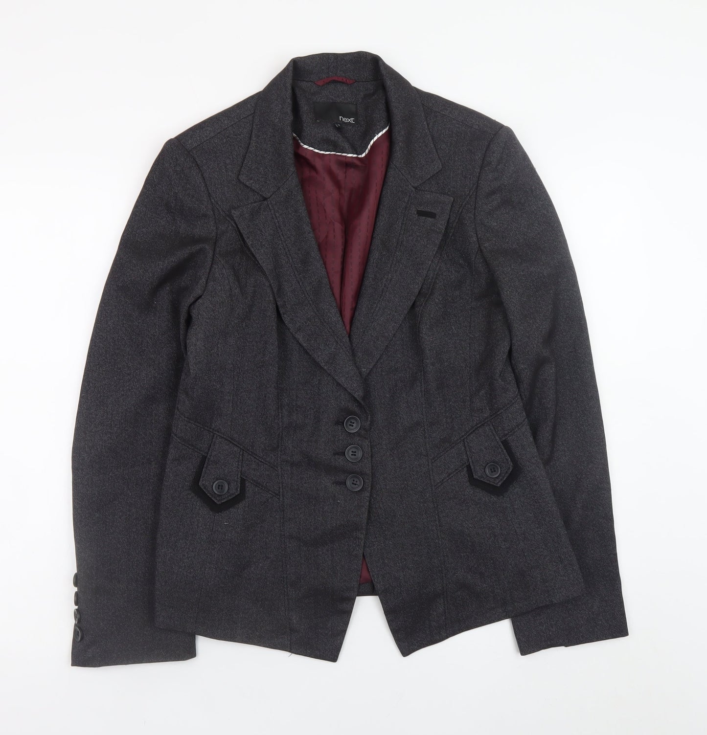 Next Women's Grey Classic Blazer Size 12 Lined Work Jacket