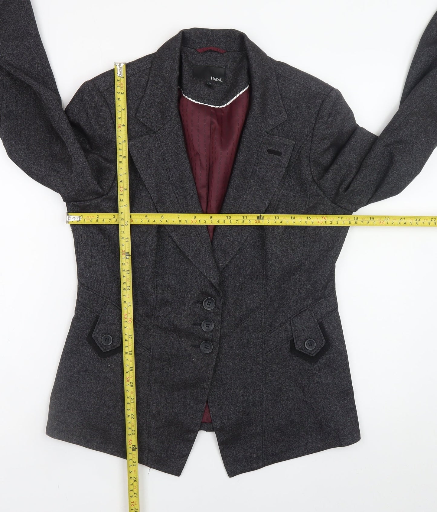 Next Women's Grey Classic Blazer Size 12 Lined Work Jacket