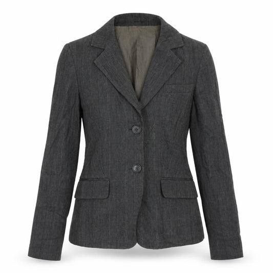 Jigsaw Women Grey Linen Blazer Jacket Size 8 Classic Lined Workwear