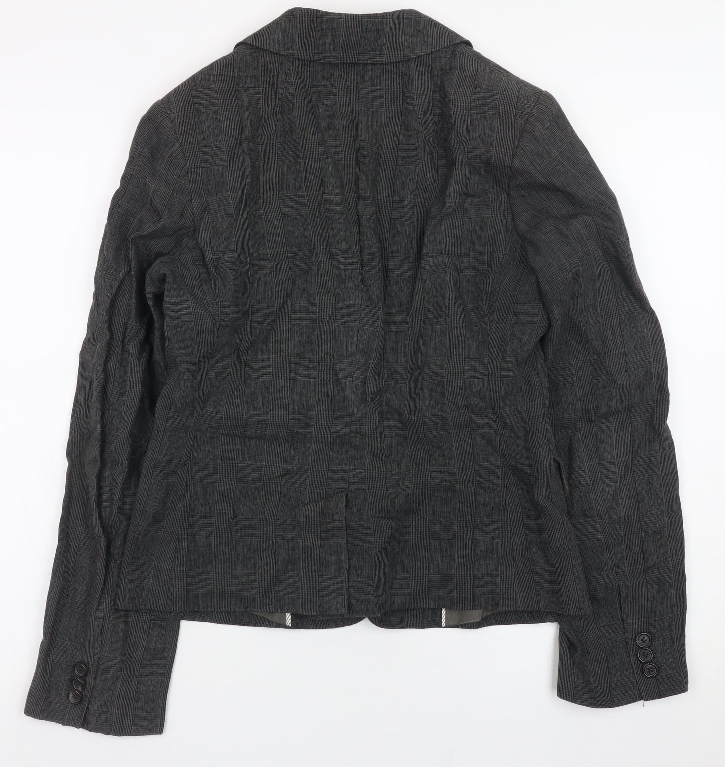 Jigsaw Women Grey Linen Blazer Jacket Size 8 Classic Lined Workwear