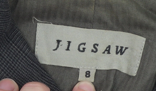 Jigsaw Women Grey Linen Blazer Jacket Size 8 Classic Lined Workwear